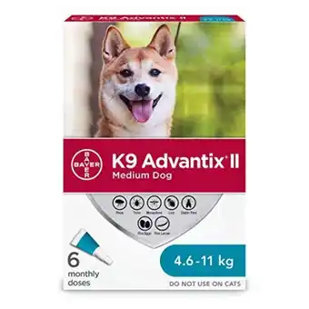 Amazon K9 advantix ii flea and tick treatment for medium dogs weighing 4.6 kg to 11 kg (10 lbs. to 24 lbs.) offer
