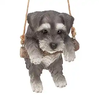 Amazon Design toscano mini schnauzer puppy on a perch hanging dog sculpture 8 inches full color offer