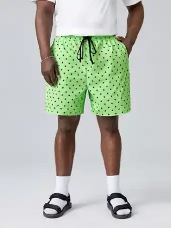 SheIn Extended sizes men allover star print drawstring waist shorts offer