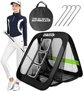 Amazon 2 in 1 golf chipping net backyard driving accessories 2.5'×2.5' cornhole game men gift offer