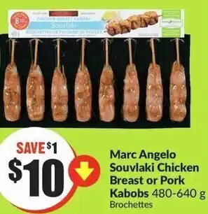 FreshCo Marc Angelo Souvlaki Chicken Breast or Pork Kabobs 480-640g offer