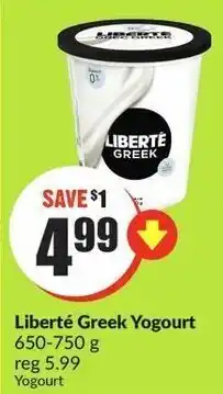 FreshCo Liberté Greek Yogurt 650-750g offer