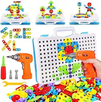 Amazon Parhlen educational toys building blocks, 244 pieces electric screwdriver diy building toys for boys and girls, educational c offer