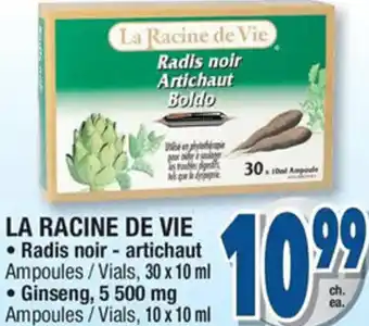 Jean Coutu LA RACINE DE VIE Radis Noir - Artichaut 30 x 10 ml / Ginseng, 5 500 mg 10 x 10 ml offer