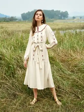 SheIn Shein peter pan collar flounce hem dress offer