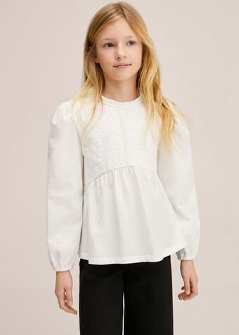 Mango Embroidered long-sleeved t-shirt offer