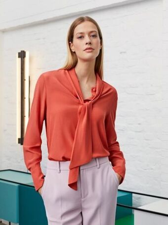 SheIn Motf premium viscose tie neck top offer