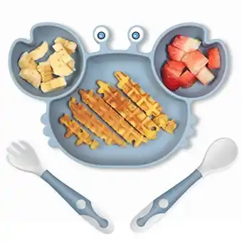 Amazon Rocced baby plates with suction divided, baby spoon fork set for toddlers, silicone plates for kids with suction baby dishes offer