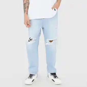 Corona Jeans relaxed roturas azul claro - hombre oferta