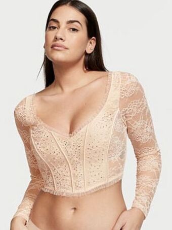 Victoria's Secret Shimmer long-sleeve lace bra top oferta
