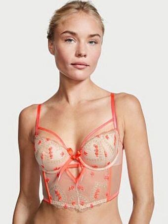 Victoria's Secret Lightly-lined heart embroidery corset top oferta