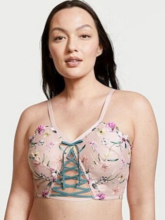 Victoria's Secret Floral embroidered lace-up corset top oferta