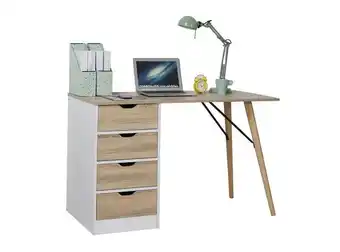 Easy Escritorio 4 cajones clermont natural/blanco m+design oferta