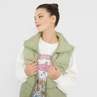 Corona Parka puffa sin mangas verde olivo - mujer oferta