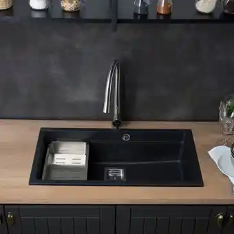 Kitchen Center Lavaplatos deluxe granito negro 2.0 oferta