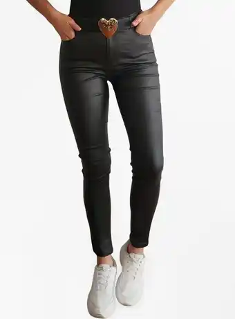 Pantalon mlk eco cuero negro mujer