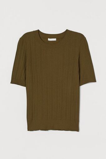 H&M Top de canalé con viscosa oferta