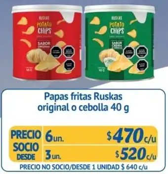 Papas Fritas Ruskas Original o Cebolla 6un x 40g