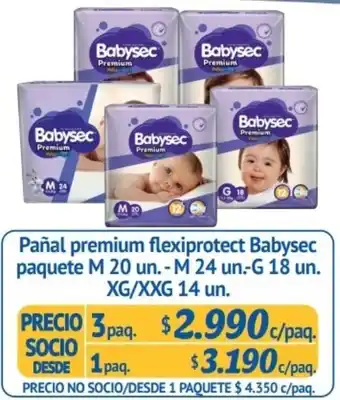 Alvi Pañal Premium Flexiprotect Babysec Paquete M 20 un.-M24un.-G 18un. XG/XXG 14un 3paq oferta