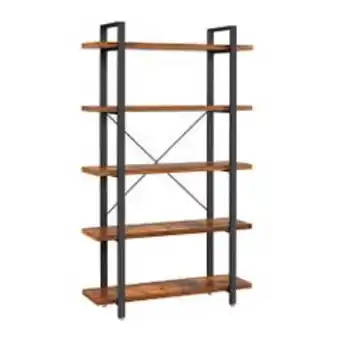 Librero alto tuhome l177 metalwood marrón rústico