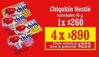 Unimarc Chiquitín Nestlé variedades 4 x 45g oferta