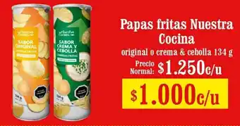Unimarc Papas Fritas Nuestra Cocina original o crema & cebolla 134g oferta