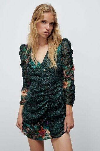 Zara Vestido mini frunces oferta