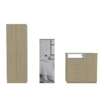 Abcdin Combo clóset tuhome 2 puertas multiusos rovere + zapatero tuhome leto con espejo + comoda tuhome 4 cajones z-91 oferta