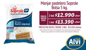 Alvi Manjar Pastelero Soprole bolsa 2 x 5kg oferta