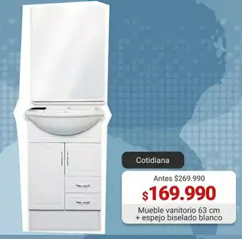 Easy Cotidiana Mueble Vanitorio 63cm + Espejo Biselado Blanco oferta