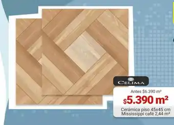 Easy Celima Cerámica Piso 45 x 45cm Mississippi Café 2,44m² oferta