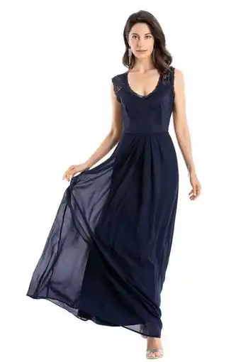 Paris Vestido fiesta canesú encaje azul nicopoly oferta