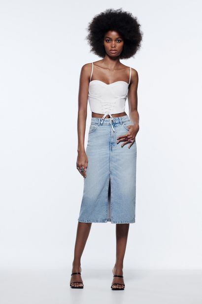 falda midi denim
