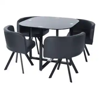 Falabella Juego comedor 4 sillas ajedrez negro oferta