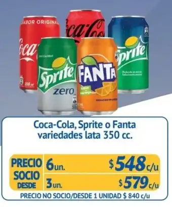 Alvi Coca-Cola, Sprite o Fanta variedades lata 6 x 350cc oferta