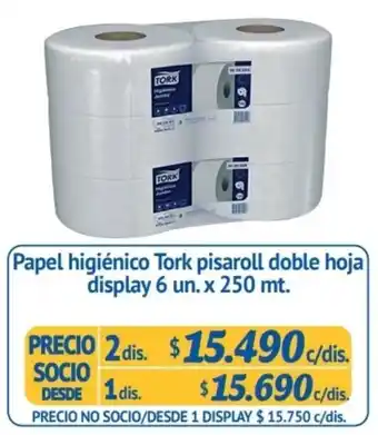 Papel Higiénico Tork Pisaroll Doble Hoja display 2 dis x 6 un x 250m