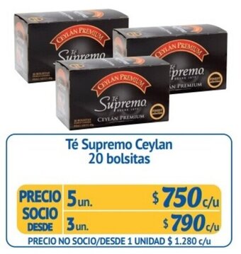 Alvi Té Supremo Ceylán Premium 5 un x 20 bolsitas oferta