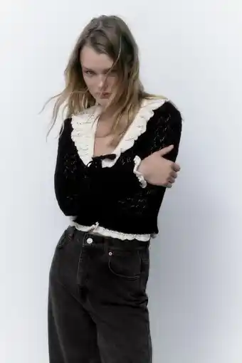 Zara Chaqueta punto volantes oferta