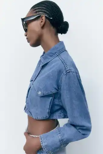 Zara Camisa cropped denim oferta