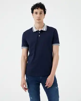 Americanino Camiseta tipo polo con colores en el cuello para hombre oferta