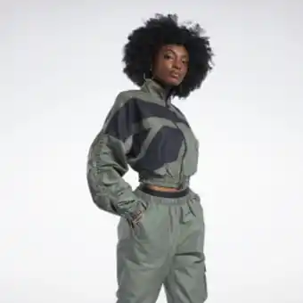 Reebok Chaqueta tejida de satén cardi b oferta