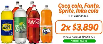 Mayorista 10 Coca Cola, Fanta, Sprite Inka Cola 2x3lt oferta