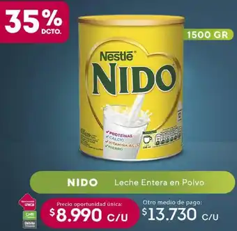 Tottus Nido Leche Entere en Polvo 1500g oferta