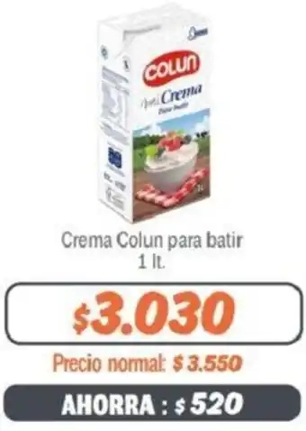 Mayorista 10 Crema Colun para Batir 1lt oferta