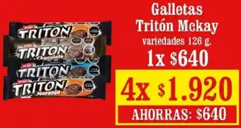 Unimarc Galletas Tritón Mckay Variedades 126g oferta
