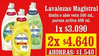 Unimarc Lavalozas Magistral Limón o Aloe Vera 500ml, Pureza Activa 2 x 480ml oferta