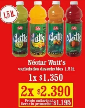 Unimarc Néctar Watt's 2 x 1,5lt oferta