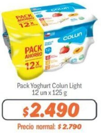 Mayorista 10 Pack Yoghurt Colun Light 12 un x 125g oferta