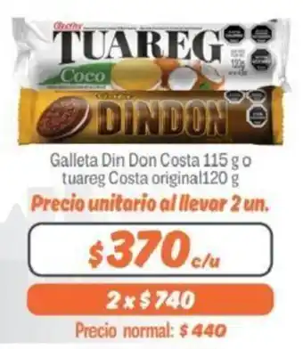 Mayorista 10 Galleta Din Don Costa 115g o Tuareg Costa Original 120g oferta