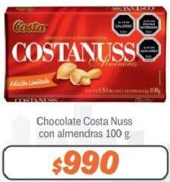 Mayorista 10 Chocolate Costa Nuss con Almendras 100g oferta